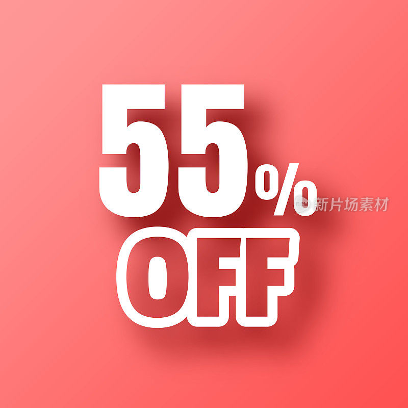 55% Off (55% Off)。图标在红色背景与阴影